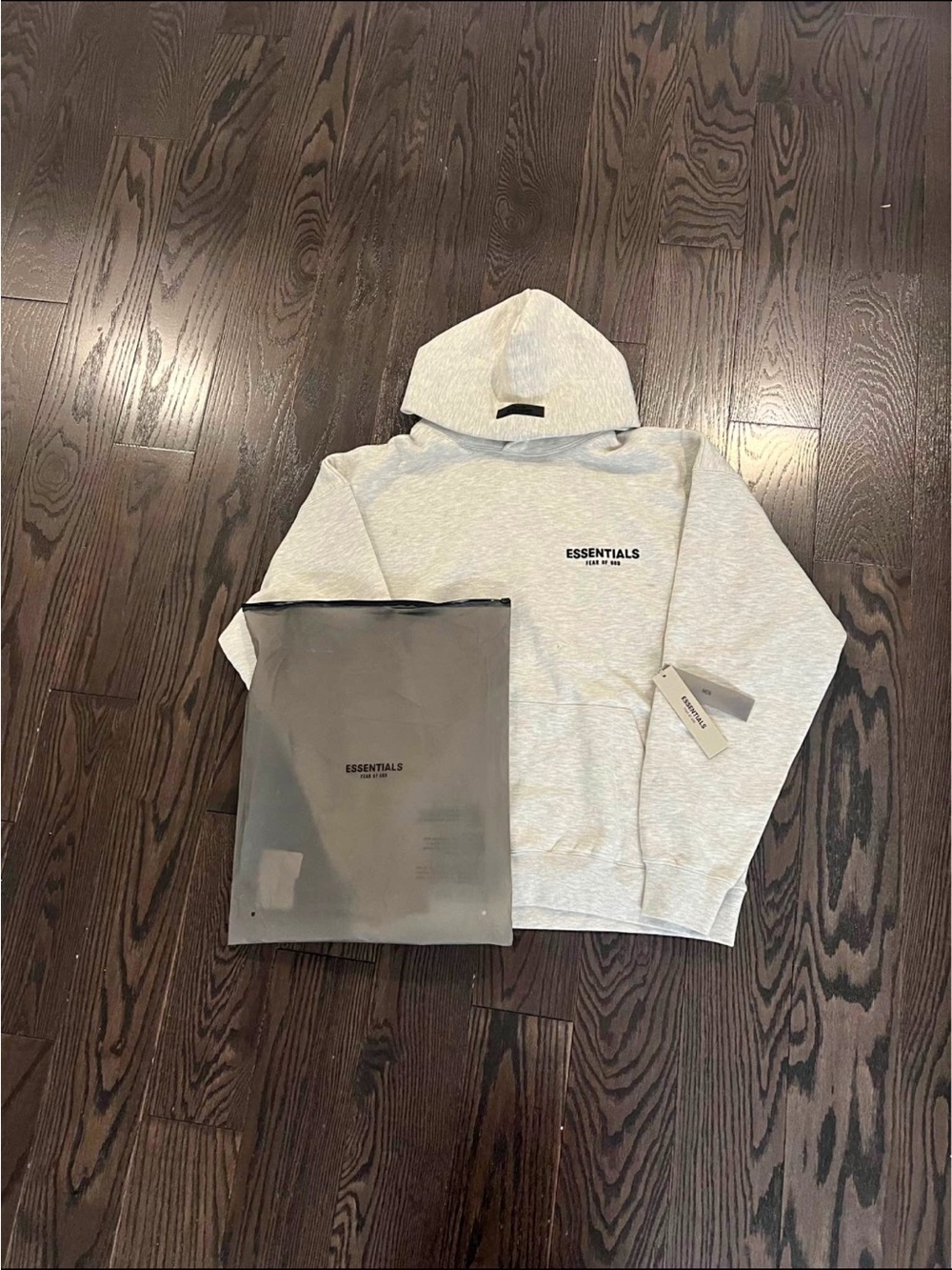 New ESSENTIALS Light Gray Hoodie with dust bag